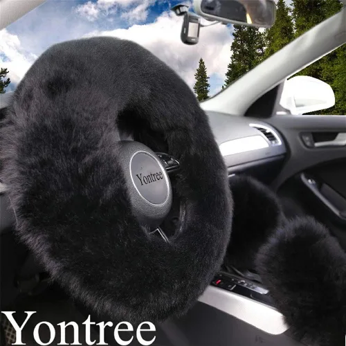 Miniatura 2 de Yontree - Juego de 3 fundas de volante modernas y acolchadas, para mujeres, jóvenes, señoras u hombres, de lana pura Australia, universales, 15 Negro