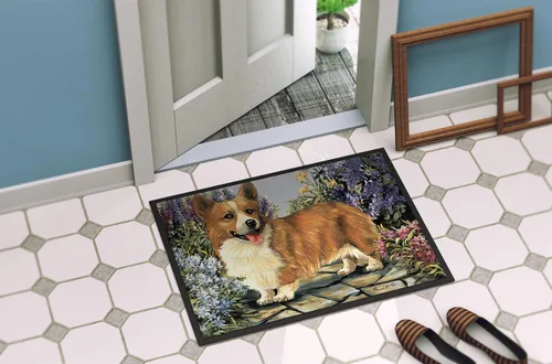 Miniatura 4 de Caroline's Treasures PPP3258MAT Corgi Garden Georgi - Felpudo de 18 x 27 pulgadas, tapete para puerta delantera, interior y exterior, para entrada