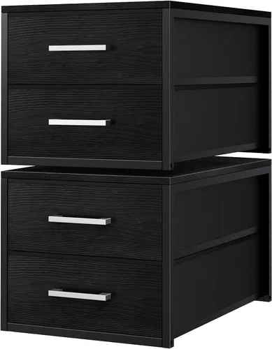 Miniatura 15 de BOLUO Cajones de Almacenamiento Apilables Organizadores de Closet y Almacenamiento de Tela Blanca Cómoda de 2 Cajones para Dormitorio 2 Paquetes