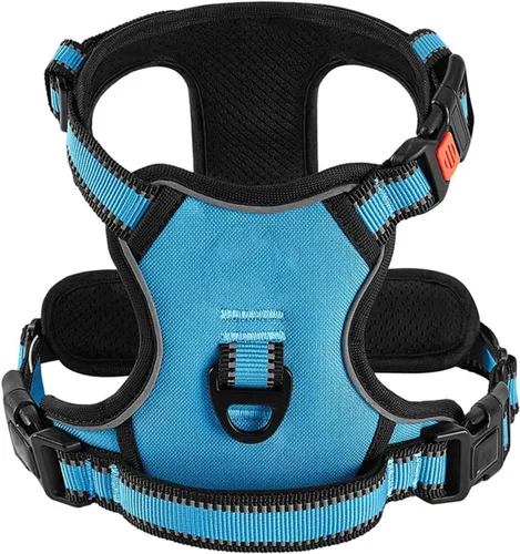 Miniatura 8 de Adjustable Reflective Nylon Dog Harness Vest No Pull Soft & Air-Permeable Pet Harness for Small & Large Dogs(Black,S)