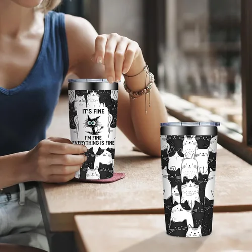 Miniatura 8 de Grifarny Regalos para Amantes de Gatos para Mujeres - Regalo de Navidad, Cumpleaños para Amantes de Gatos - Regalos para Gatos Negros - Está Bien
