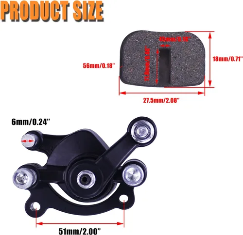 Miniatura 2 de Pinza de freno de disco delantero y almohadilla para MBX10 MBX11 80cc MM-B80 105cc MM-B105 CT100U CC100X Trail Mini Bike 47 49cc Mini ATV Gas Negro