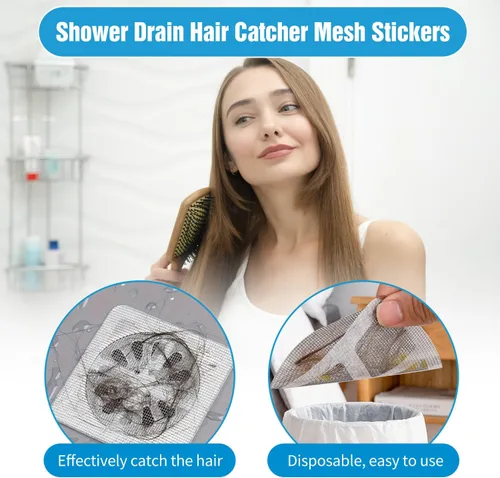 Miniatura 5 de Adhesivos desechables para drenaje de cabello, 10 unidades, cubierta de drenaje de ducha, protector de drenaje de ducha de baño, cubierta de malla