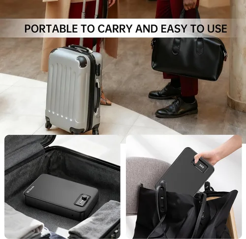 Miniatura 4 de Caja fuerte portátil para pistola pequeña con cerradura de combinación, segura para pistola para automóvil, hogar, viajes, 9.4 x 6.6 x 1.8 pulgadas
