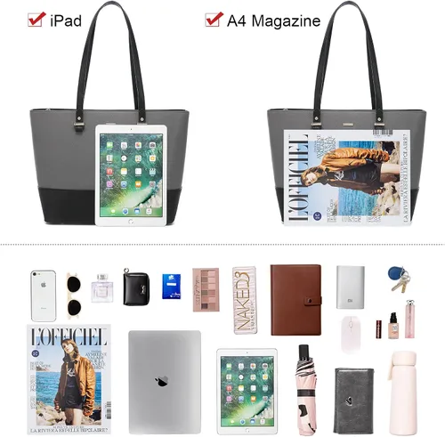 Miniatura 7 de Juego de 3 bolsas de mano para mujeres bolsa tipo tote para llevar colgada del hombro, bolso satchel y bolso hobo