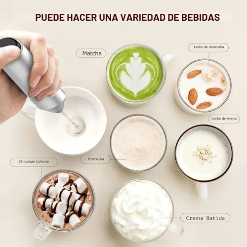Miniatura 5 de Bonsenkitchen Espumador de leche de mano con soporte, espumador de café eléctrico, varilla espumadora de mano portátil mezclador de bebidas