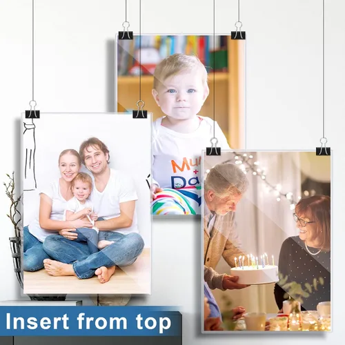 Miniatura 5 de Henoyso 50 protectores rígidos de impresión de 11 x 17 pulgadas, protectores de páginas de plástico duro resistente, soporte de menú de cristal