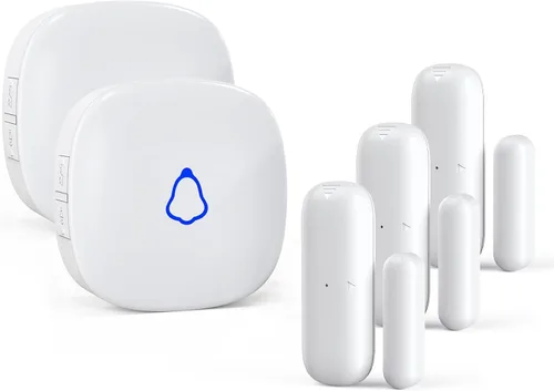 Miniatura 9 de Timbre de puerta METEK, alarma inalámbrica de sensor de contacto para puertas abiertas con alcance de 500 pies, 58 timbres y 5 niveles de volumen