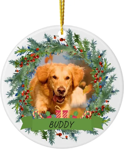Adornos personalizados para árbol de Navidad con nombre de foto, adorno personalizado para mascotas, adornos de primera Navidad para perros, regalos