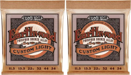 Miniatura 3 de Ernie Ball Earthwood P03543 - Cuerdas para guitarra acústica personalizadas de bronce fosforoso medio, paquete de 3, calibre 12.5-56