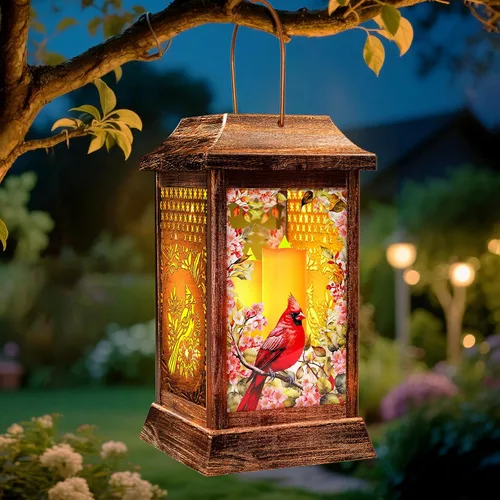 Miniatura 11 de Linternas solares de mariposa al aire libre impermeables, luces colgantes de metal y vidrio para decoración de jardín, regalos de cumpleaños