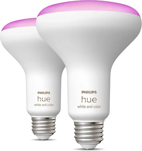 Miniatura 2 de Philips Hue (1) Interruptor de luz de esfera negra con (2) bombillas LED Smart 85W BR30, luz blanca y cambio de color ambiental de color, 1200 LM