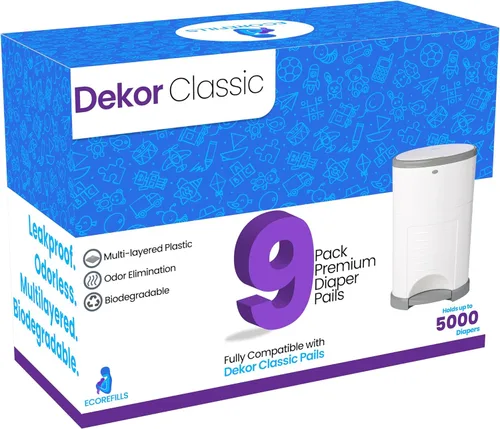 ECO-REFILLS - Recambios de cubo de pañales, se adapta a Dekor CLASSIC extra grueso, potente eliminación de olores y aroma a polvo fresco, fácil de
