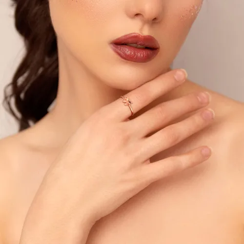 Miniatura 3 de Ailetop Anillos de mariposa apilables para mujeres, adolescentes y niñas, anillos iniciales chapados en oro para mujeres y niñas, anillo de mariposa