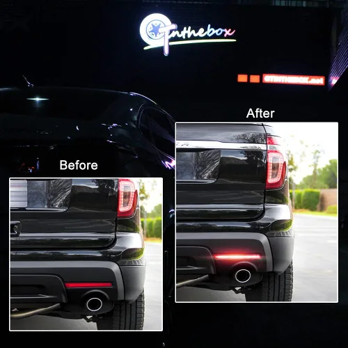 Miniatura 8 de Luces LED de Reflector de Parachoques Completas con Lente Roja Compatibles con Ford Explorer 2011 2012 2013 2014 2015 - Funcionan como Luces