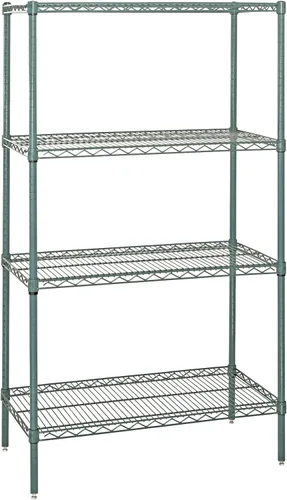 Miniatura 64 de Kit de inicio de 4 estantes de alambre negro 74 pulgadas