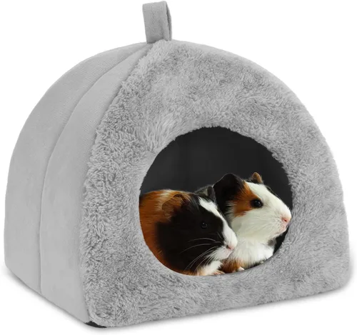 Miniatura 10 de BWOGUE Casa Cama para Conejillo de Indias Acogedora Cueva de Hámster Escondite Grande para Conejos Enanos Erizo Dragón Barbudo Nido de Invierno rojo