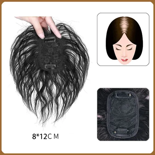 Miniatura 2 de YYDS Peluca de cabello humano con flequillo. Aumenta la cantidad de cabello en la parte superior de la cabeza para cubrir el cabello blanco Negro