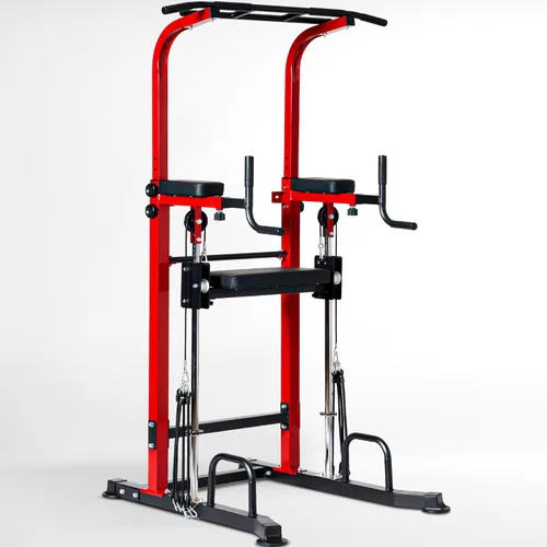 Miniatura 9 de Dland Power Tower - Estación de inmersión con barra de dominadas, equipo multifuncional de entrenamiento de altura ajustable para gimnasio en casa
