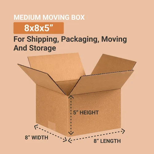 Miniatura 2 de BOX USA Cajas de envío de 8 pulgadas de largo x 8 pulgadas de ancho x 5 pulgadas de alto, paquete de 25 Caja de cartón corrugado para embalaje