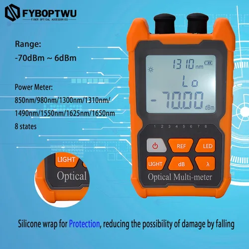 Miniatura 3 de Probador de fibra óptica de función 3 en 1 Medidor de potencia óptica portátil (FC/SC/ST) y localizador visual de fallas VFL 2mw y LED, OPM y VFL