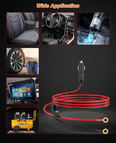 Miniatura 6 de 12AWG Cable de Cargador de Encendedor de Cigarrillos Resistente, Cable Adaptador de Encendedor de Cigarrillos Macho de 3.3FT con Luz LED y Caja