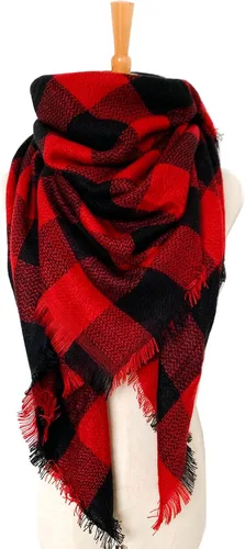 Miniatura 80 de Wander Agio - Bufanda envolvente con diseño a cuadros o triangular para mujer, cálida y larga, de punto, sensación de cachemira, chal