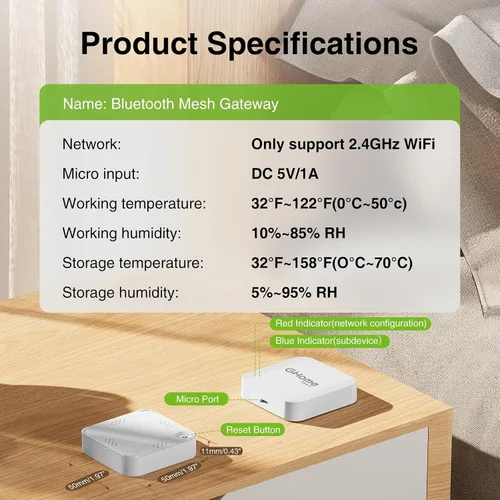 Miniatura 7 de GHome G2 Smart WiFi Gateway, Hub WiFi para Cerraduras Inteligentes, Control Remoto, Gateway G2 para Aplicación de Cerradura TT/DD, WiFi 2.4Ghz