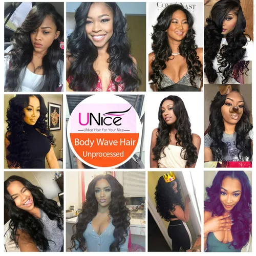 Miniatura 7 de Unice - Cabello ondulado brasileño 8A, cabello virgen, 3 unidades, extensiones tejidas de 100 % cabello humano, color natural, 3.3 a 3.5 onzas