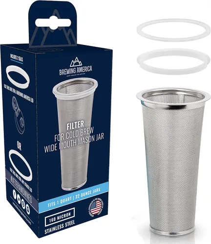 Miniatura 3 de Tapas para tarros Mason de boca ancha y filtro de 1 cuarto de galón para café frío, paquete de 4 tapas fabricadas en Estados Unidos sin fugas