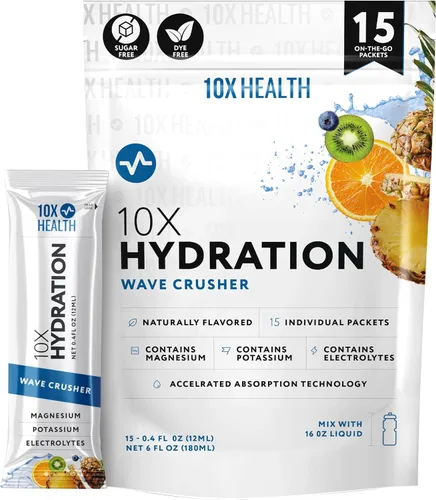 Miniatura 9 de 10X Health - Mezcla de bebida en polvo de electrolitos con limonada de fresa con potasio, magnesio y sal del mar mediterráneo, polvo de electrolitos