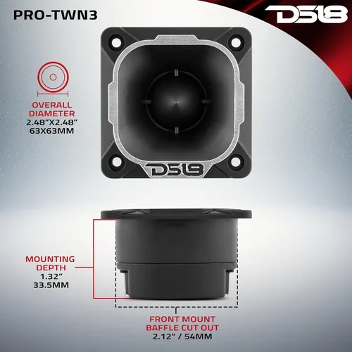 Miniatura 4 de DS18 PRO-TWN3 PRO - Tweeter de neodimio de alta compresión de 2.5 pulgadas, bobina de voz de 250 vatios, 1 pulgada (1 altavoz)