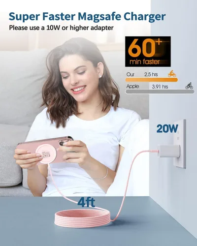 Miniatura 6 de Cargador inalámbrico magnético rápido Apple Mag-Safe para iPhone 15 Pro Max/15 Pro/15/15 Plus/14/13/12 Serie AirPods 3/2/Pro/Pro 2 Almohadilla