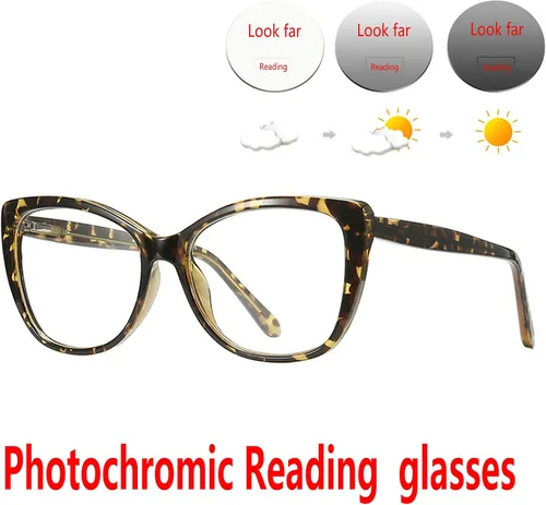 Miniatura 3 de Gafas de lectura bifocales fotocromáticas de transición para mujer, ojo de gato, invisible, transparente, protección UV, lectores, 0 ~+4.00