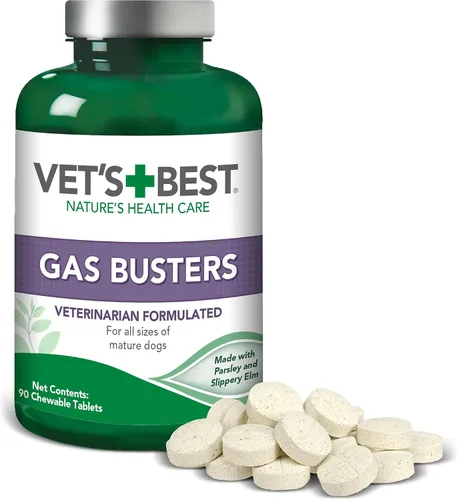 Miniatura 7 de Vet's Best Gas Busters - Suplementos para perros, gases, hinchazón, alivio del estreñimiento y ayuda a la digestión para perros, 90 tabletas