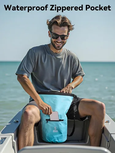 Miniatura 7 de HEETA - Bolsa impermeable con bolsillo frontal con cremallera para mujeres y hombres, 5 L/10 L/20 L/30 L/40 L, mochila de almacenamiento seca y Azul