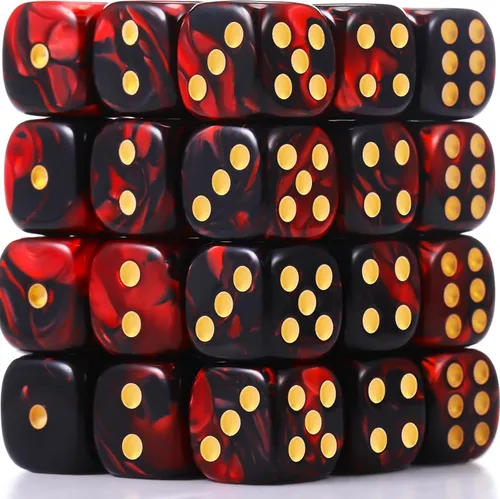 Miniatura 12 de TecUnite Juego de 25 dados poliédricos de 6 lados con bolsa negra compatible con actividades de tabla, fiestas, aprendizaje de matemáticas y otros