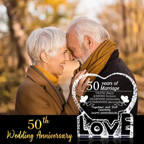 Miniatura 4 de ZHSHWAT Regalos de cristal para aniversario de boda, 50 aniversario de boda, San Valentín, regalos de la madre para mujeres, hombres, mamá, papá
