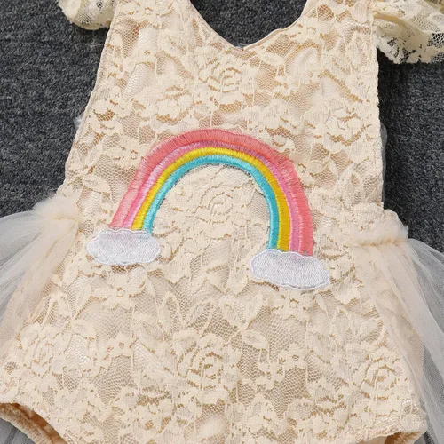 Miniatura 59 de Traje de bebé niña primer cumpleaños traje de encaje tul mameluco princesa tutú vestido de un año cumpleaños pastel Smash fotografía ropa