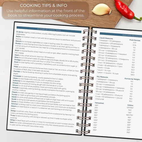 Miniatura 6 de Clever Fox Libro de recetas en espiral, haz tu propio libro de cocina familiar, organizador de cuadernos de recetas en blanco, diario de cocina Negro