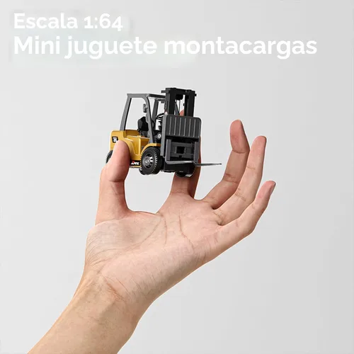 Miniatura 3 de BRRRRT Carretilla elevadora RC 1/64 de juguete de 7 canales y 2 modos Mini carretilla elevadora de control remoto con batería recargable, horquilla