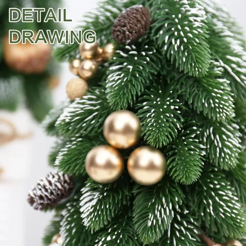 Miniatura 2 de 2 piezas de árbol de Navidad pequeño, piña de bayas doradas artificiales, mini decoración de árbol de Navidad de mesa, para bodas, vacaciones