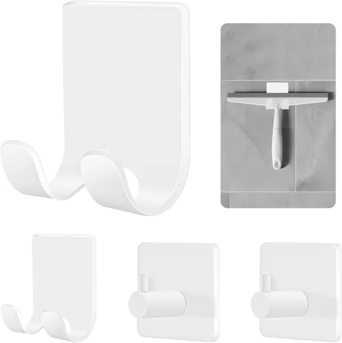 Miniatura 14 de CGBE 4 Paquetes Ganchos de Ducha para Interior de Ducha, Soporte Colgador Autoadhesivo para Afeitadora para Baño, Ganchos de Pared Sin Daños