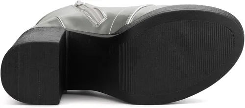 Miniatura 5 de Allegra K Botas de combate de tacón alto grueso con cordones para mujer, M
