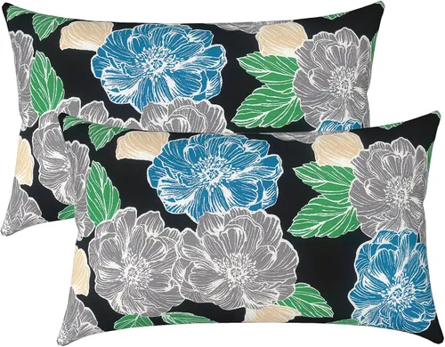 Miniatura 87 de LVTXIII Juego de 2 almohadas lumbares para patio, 12 x 20 pulgadas, resistentes a la decoloración, para exteriores con interiores, cojines lumbares