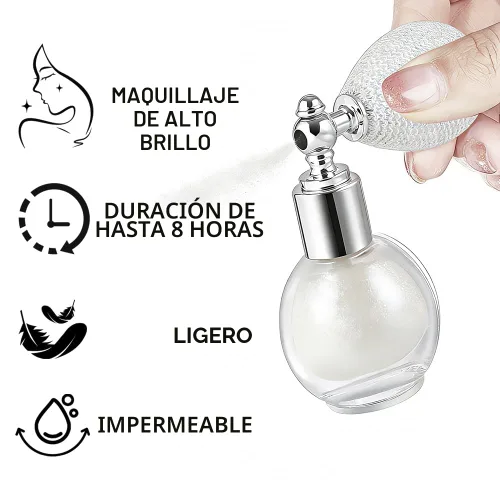 Miniatura 4 de Spray Iluminador Blanco Perla, Polvo Suelto de Brillo con Alto Brillo, Spray de Maquillaje para Cuerpo, Cara, Cabello, Laca con Purpurina de Larga