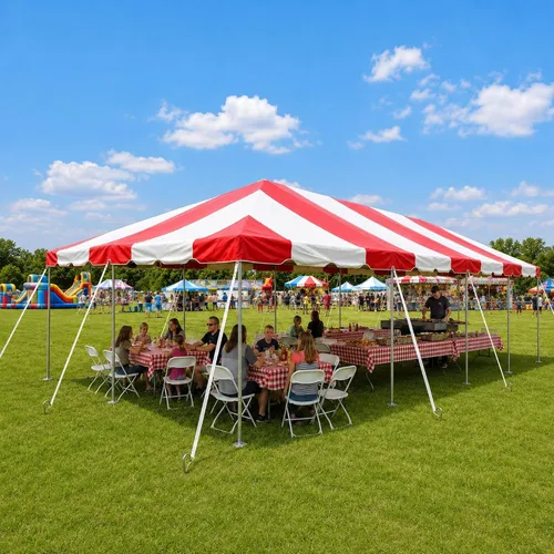 Miniatura 27 de Party Tents Direct Carpa para Fiesta de 20x30 - Marco de Acero - Gazebo al Aire Libre, Pabellón, Sombrilla para Sol, Refugio para Acampada - Verde