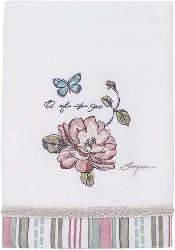 Avanti Linens Butterfly Garden Collection, toalla de mano bordada, color blanco