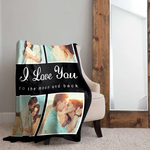 Miniatura 8 de Novgarden Regalos personalizados de San Valentín para parejas, mantas personalizadas para novio, manta personalizada con fotos, regalos para él Negro