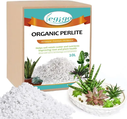 Legigo - Perlita hortícola orgánica de 10 cuartos para plantas de interior - Mezcla acondicionadora y aditiva de suelo hortícola natural para 10
